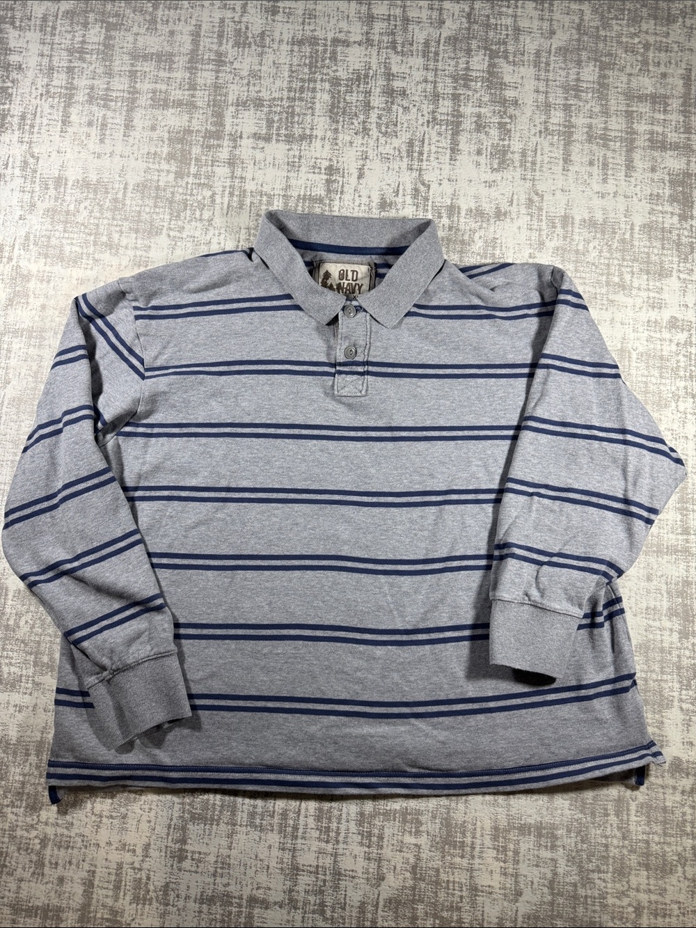 Vintage Y2K Old Navy Men's Striped Long Sleeve Polo Shirt sz XL 24X25.5PTP